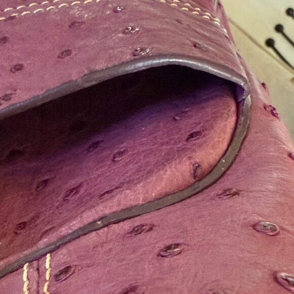 CELINE Michael Kors Boogie Bag Handbag Sd Gm 0097 Exotics Ostrich Purple Italy - Picture 8 of 16